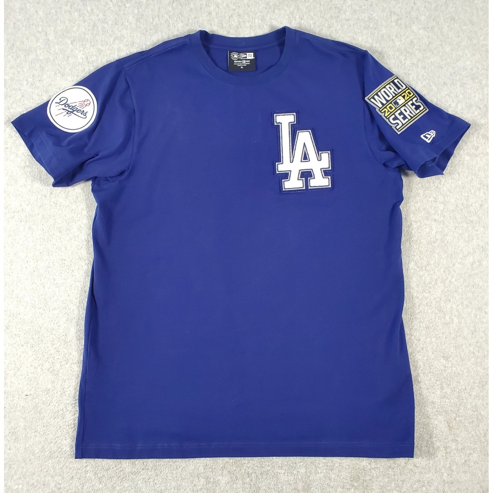 New Era Los Angeles Dodgers 2020 World Series T-Shirt Blue Mens XL Patches